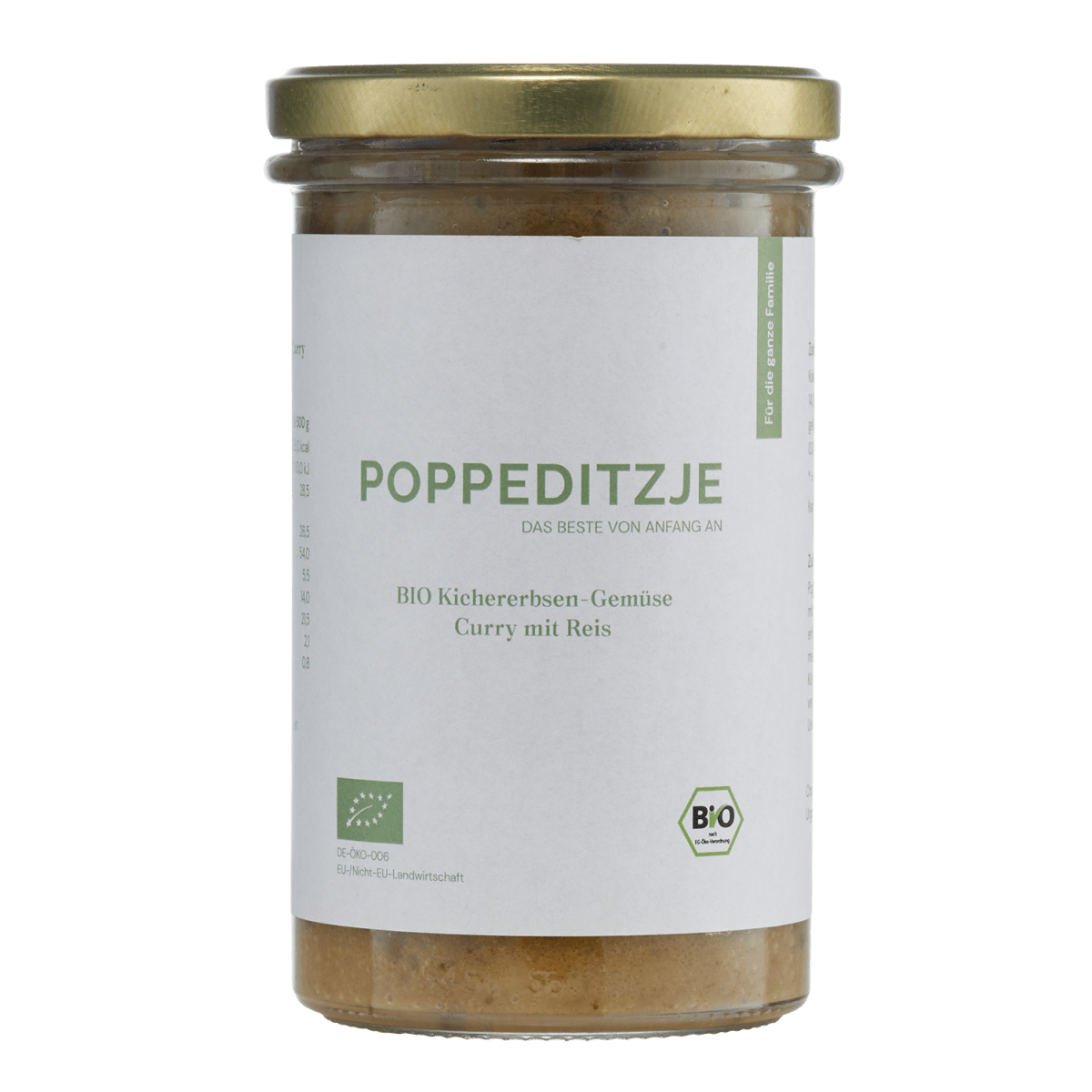 BIO Kichererbsen - Gemüse - Curry mit Reis B2B - Poppeditzje